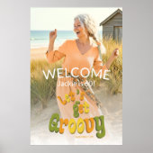 Retro Groovy Photo 60th Birthday Party ポスター (正面)