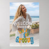 Retro Groovy Photo 60th Birthday Party ポスター (正面)