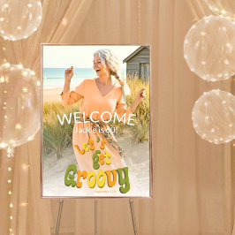 Retro Groovy Photo 60th Birthday Party ポスター