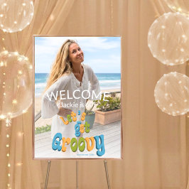 Retro Groovy Photo 60th Birthday Party ポスター