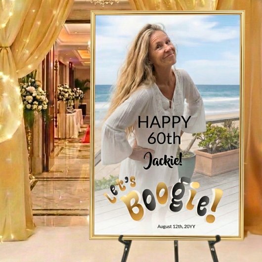 Retro Groovy Photo 60th Birthday Party ポスター