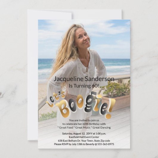 Retro Groovy Photo 60th Birthday Party  招待状 (正面)