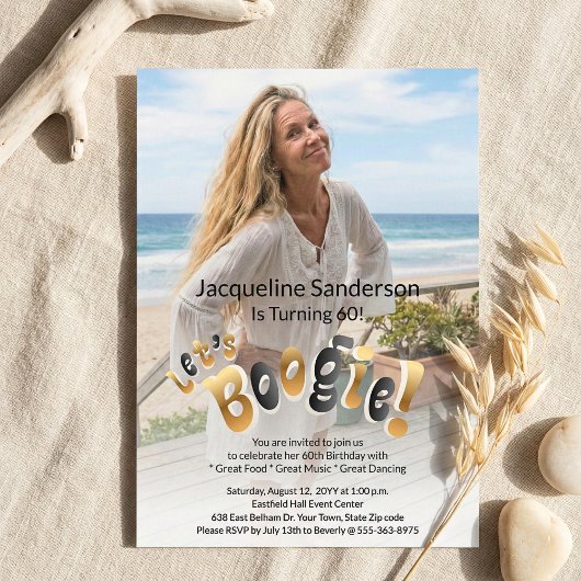 Retro Groovy Photo 60th Birthday Party  招待状