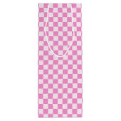 Retro Groovy Pink Checkered Santa Claus Christmas  ワインギフトバッグ (裏面)