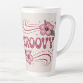 Retro Groovy Pink Hibiscus Latte Mug カフェラテマグ (右)