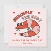 Retro Groovy Shrimply The Best kids Valentine's ノートカード (正面)