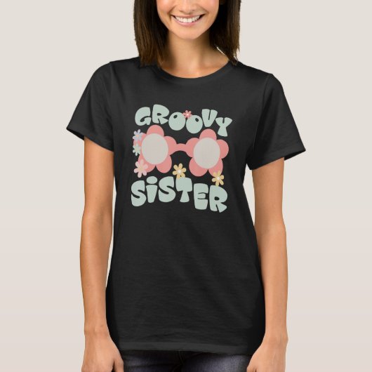 Retro Groovy Sister Matching Family 1st Birthday P Tシャツ (正面)