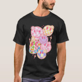 Retro Groovy Smile Face Flower Happy Face Checkere Tシャツ (正面)