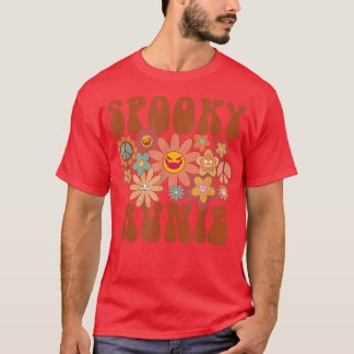 Retro Groovy Spooky Aunie Fall Halloween Thanksgiv Tシャツ