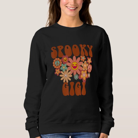 Retro Groovy Spooky Gigi Fall Halloween Thanksgivi スウェットシャツ (正面)