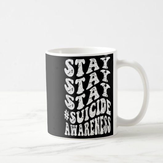 Retro Groovy Stay Stay Stay Suicide Awareness Suic コーヒーマグカップ (右)