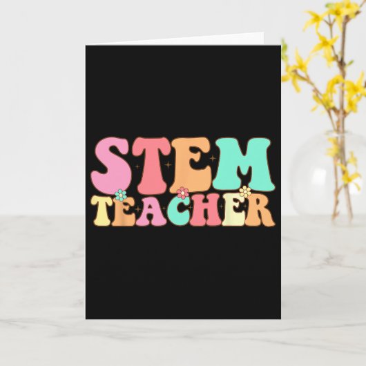 Retro Groovy Stem Teacher Stem Day Specials Squad  カード (黄色い花)