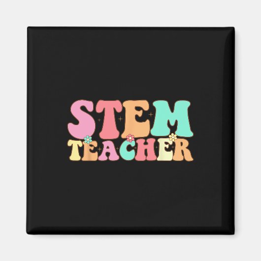 Retro Groovy Stem Teacher Stem Day Specials Squad マグネット (正面)