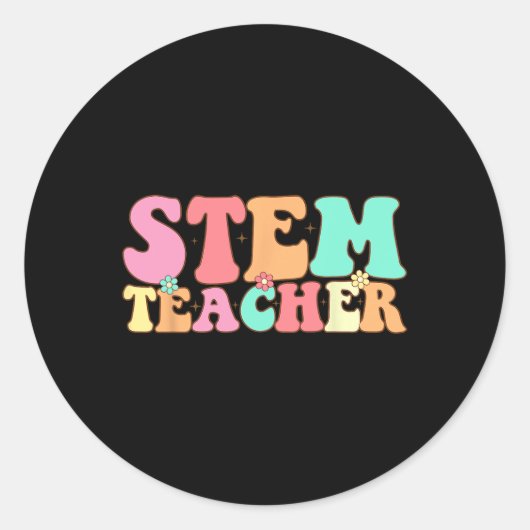 Retro Groovy Stem Teacher Stem Day Specials Squad ラウンドシール (正面)