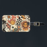 Retro Groovy Sticker Collage Pattern Smiley Face ラゲッジタグ<br><div class="desc">Colorful retro groovy collage pattern featuring smiley faces,  suns,  lightning bolts,  daisies,  planets,  yin yang symbols,  and checkerboard elements. This vintage-inspired aesthetic design brings a playful 70s vibe,  perfect for trendy backgrounds,  wallpapers,  prints,  and creative projects.</div>