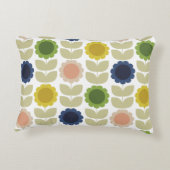 Retro Groovy Summer Flowers Stems アクセントクッション (裏面)