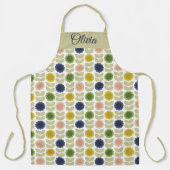 Retro Groovy Summer Flowers Stems エプロン (正面)