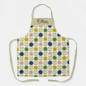 Retro Groovy Summer Flowers Stems エプロン (正面)