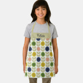 Retro Groovy Summer Flowers Stems エプロン (インサイチュ)