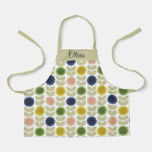 Retro Groovy Summer Flowers Stems エプロン (正面)