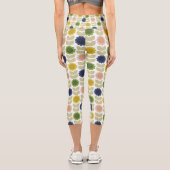 Retro Groovy Summer Flowers Stems カプリレギンス (裏面)