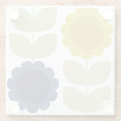 Retro Groovy Summer Flowers Stems ガラスコースター (裏面)