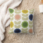 Retro Groovy Summer Flowers Stems クッション (ブランケット)