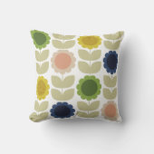 Retro Groovy Summer Flowers Stems クッション (正面)