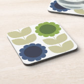 Retro Groovy Summer Flowers Stems コースター (左側)
