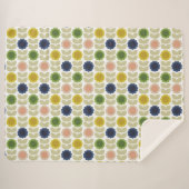 Retro Groovy Summer Flowers Stems シェルパブランケット (正面(横))