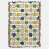 Retro Groovy Summer Flowers Stems スローブランケット (正面縦)