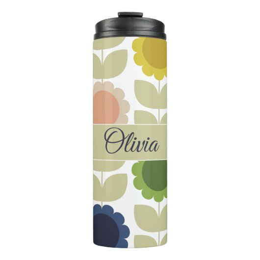 Retro Groovy Summer Flowers Stems タンブラー (正面)