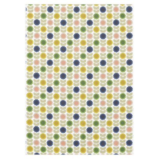 Retro Groovy Summer Flowers Stems テーブルクロス (正面)