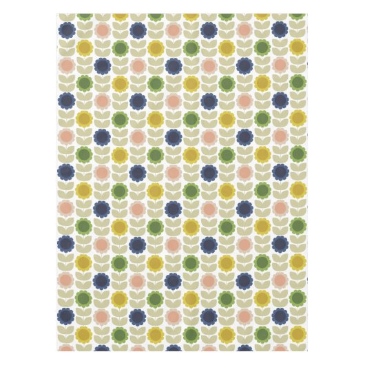 Retro Groovy Summer Flowers Stems テーブルクロス (正面)