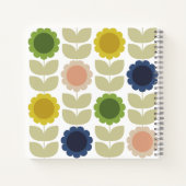 Retro Groovy Summer Flowers Stems ノートブック (裏面)