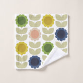 Retro Groovy Summer Flowers Stems バスタオルセット (ウォッシュタオル)