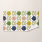 Retro Groovy Summer Flowers Stems バスタオルセット (ハンドタオル)