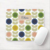 Retro Groovy Summer Flowers Stems マウスパッド (マウス)