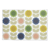 Retro Groovy Summer Flowers Stems 枕カバー (裏面-左)