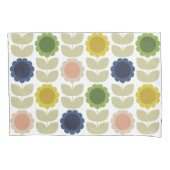 Retro Groovy Summer Flowers Stems 枕カバー (正面左)