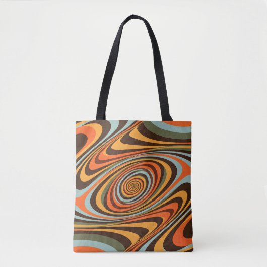 Retro Groovy Swirl Pattern 70s Psychedelic Vortex トートバッグ (正面)