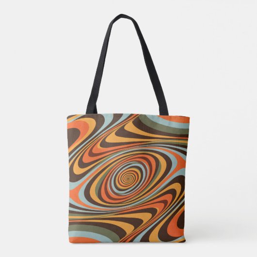 Retro Groovy Swirl Pattern 70s Psychedelic Vortex トートバッグ (裏面)