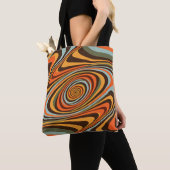 Retro Groovy Swirl Pattern 70s Psychedelic Vortex トートバッグ (クローズアップ)