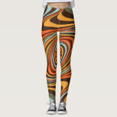 Retro Groovy Swirl Pattern 70s Psychedelic Vortex レギンス (正面)