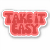 Retro Groovy "Take It Easy" Aesthetic Sticker | 70 シール (正面)
