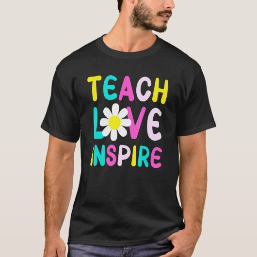 Retro Groovy Teach Love Inspire Teacher Elementary Tシャツ (正面)