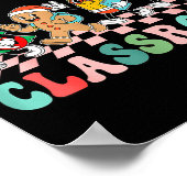 Retro Groovy Teacher Christmas Rockin' Around The  ポスター (角)