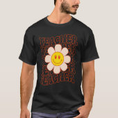 Retro Groovy Teacher Happy Face Cute Daisy Flower  Tシャツ (正面)