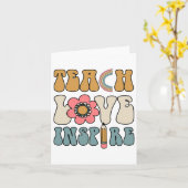 Retro Groovy Teacher Inspirational Happy Ck To Sch カード (黄色い花)