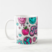 Retro Groovy Teacher Pink and Teal 11oz Mug コーヒーマグカップ (左)
